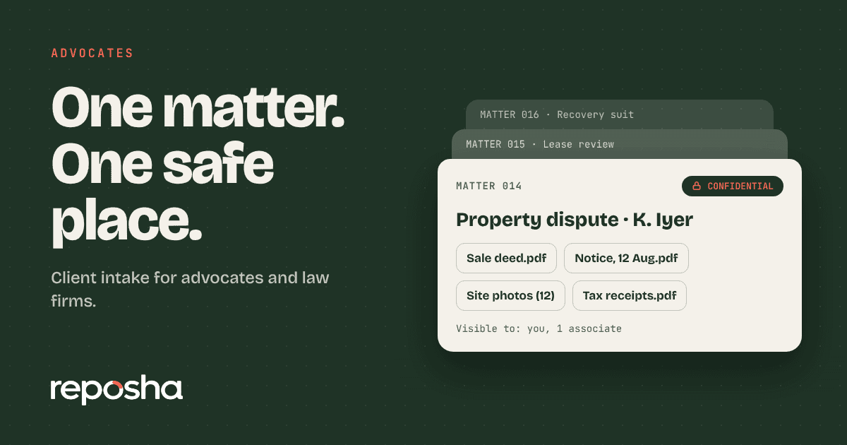Advocate desk with a matter folder holding notices, agreements and evidence, with a lock on the cover