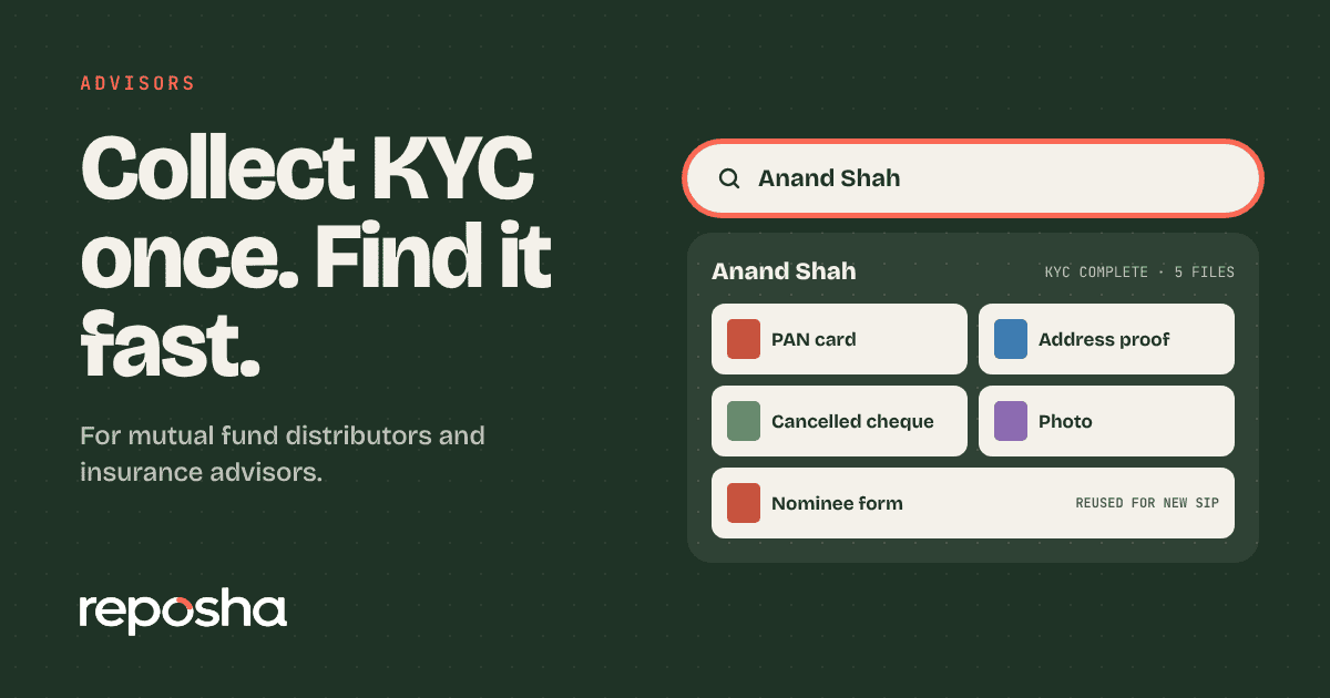 Advisor desk with a KYC form, ID cards and a single client folder