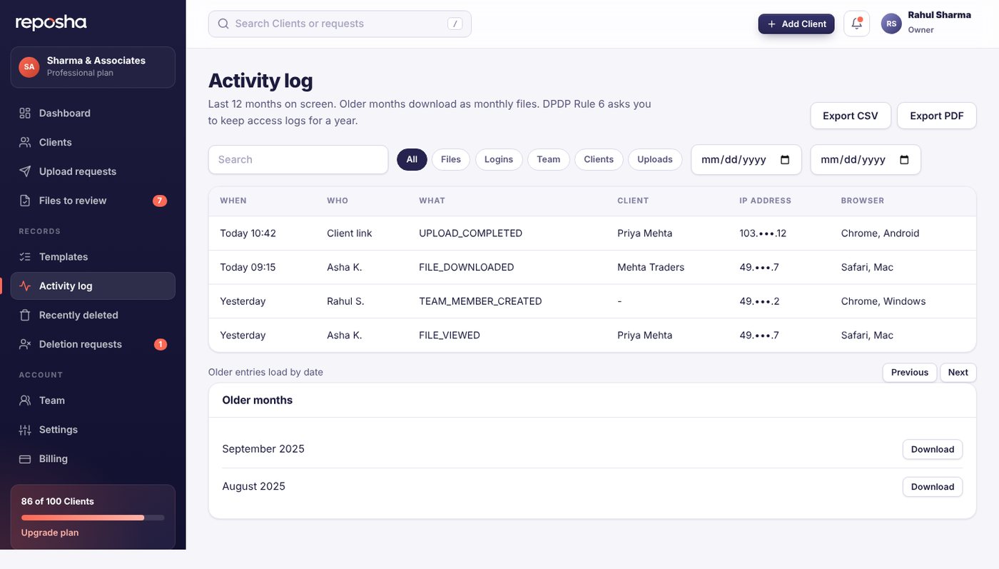 Activity log